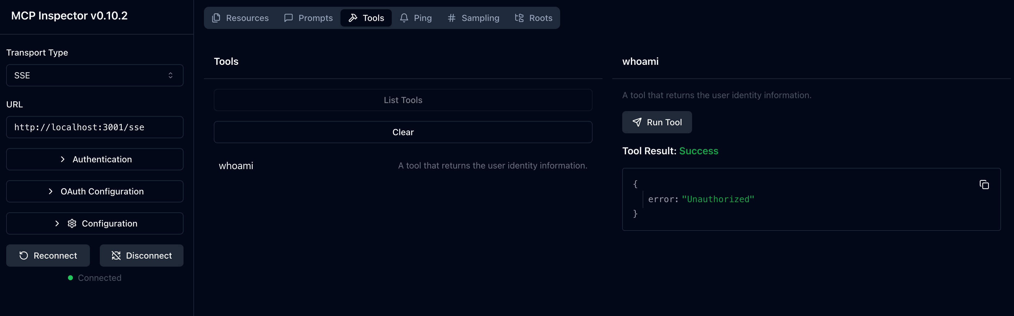 MCP inspector 首次运行